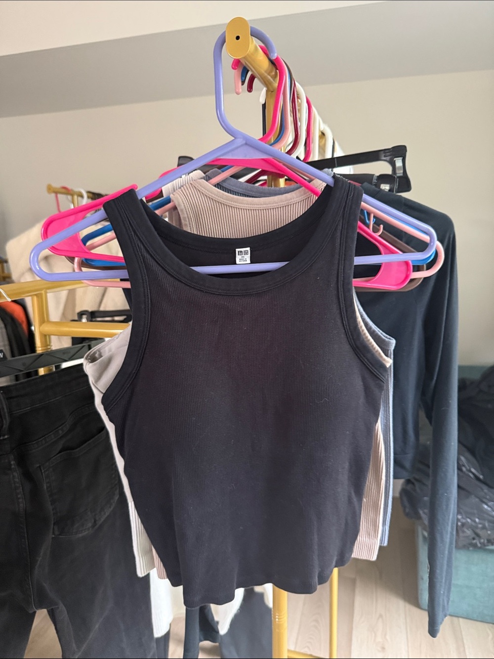 Uniqlo padded Black Ribbed Sleeveless Tank